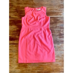 Kasper Womens Coral Pink Sleeveless Sheath Career Dress Size 14 Jewel Neck